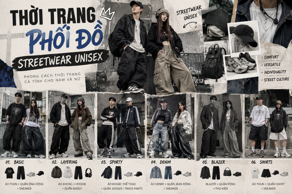phối đồ streetwear unisex